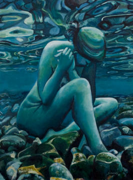 abstract nude in oils